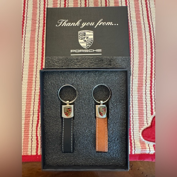 Porsche Other - Porsche Black and Brown Leather Keychain Set, New in Box